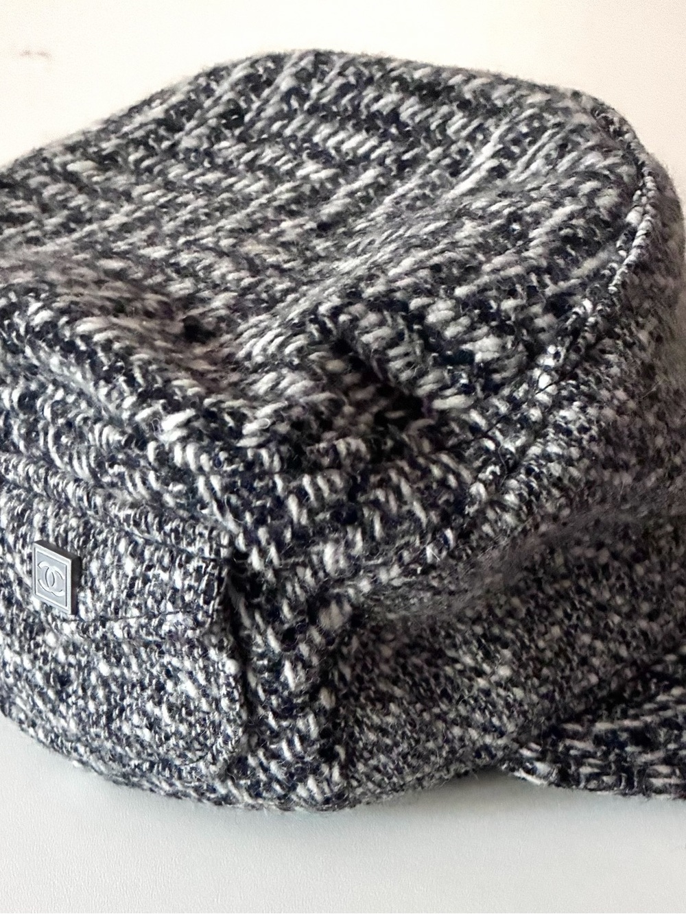 Chanel Knit Newsboy Cap in Black & White